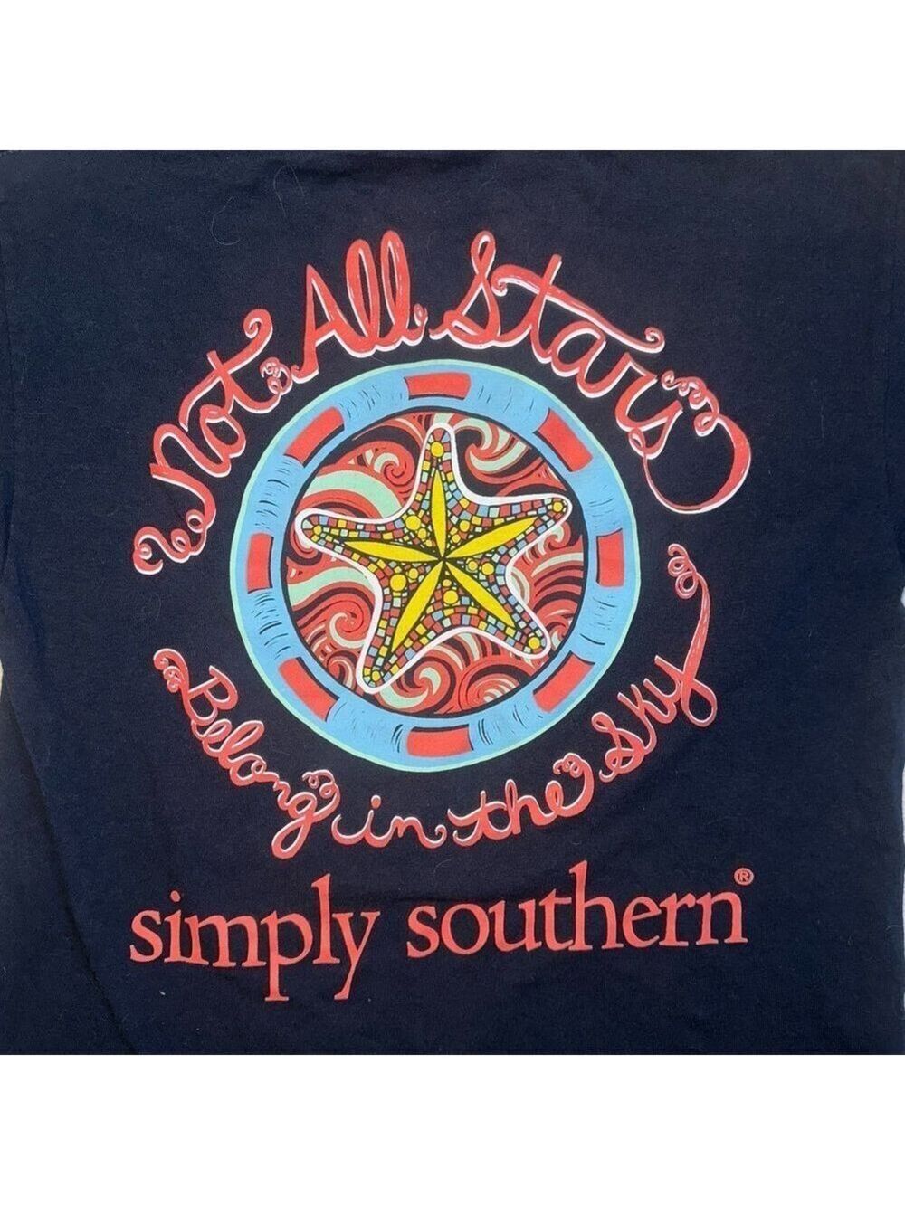 NWOT Adult Unisex Small Simply Southern SS Black TShirt Starfish